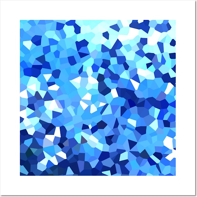 Modern Blue and White Stained Glass Ocean Abstract Mosaic Wall Art by wenarts